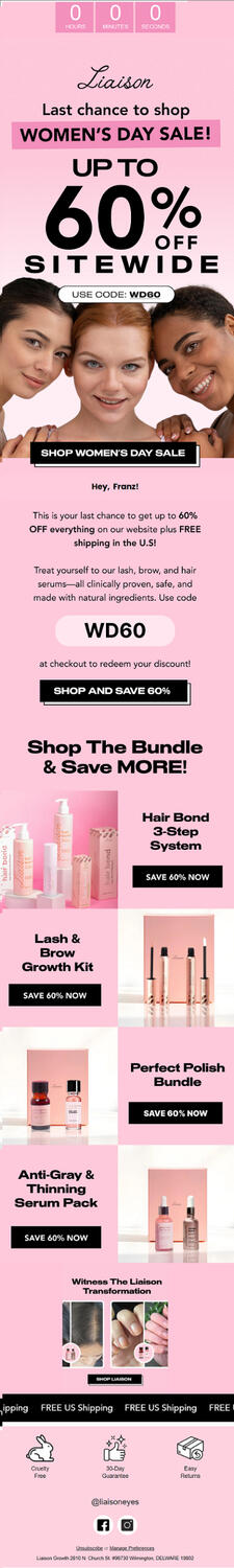 women's day sale email campaign