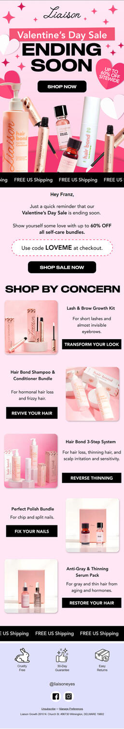 valentines day sale email campaign